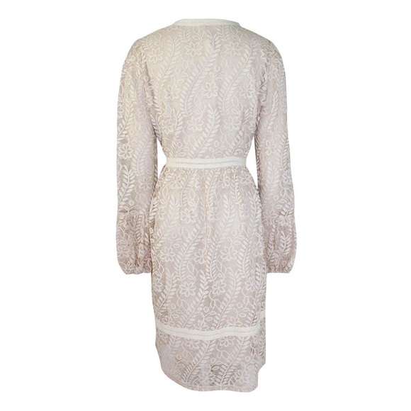 LAST 1! White/Cream Deep V Lace Dress - Picture 7 of 8